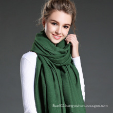 Women in Winter to Keep Warm Plain Green Polyester Scarf